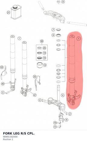 Diagram preview: FORK LEG R/S CPL. (90801102000)