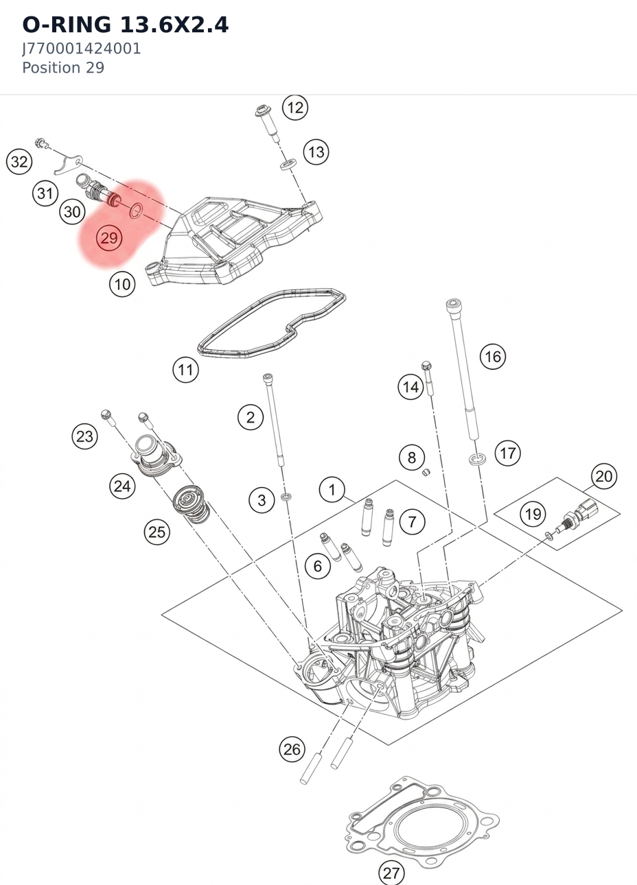 Diagram preview: O-RING 13.6X2.4 (J770001424001)