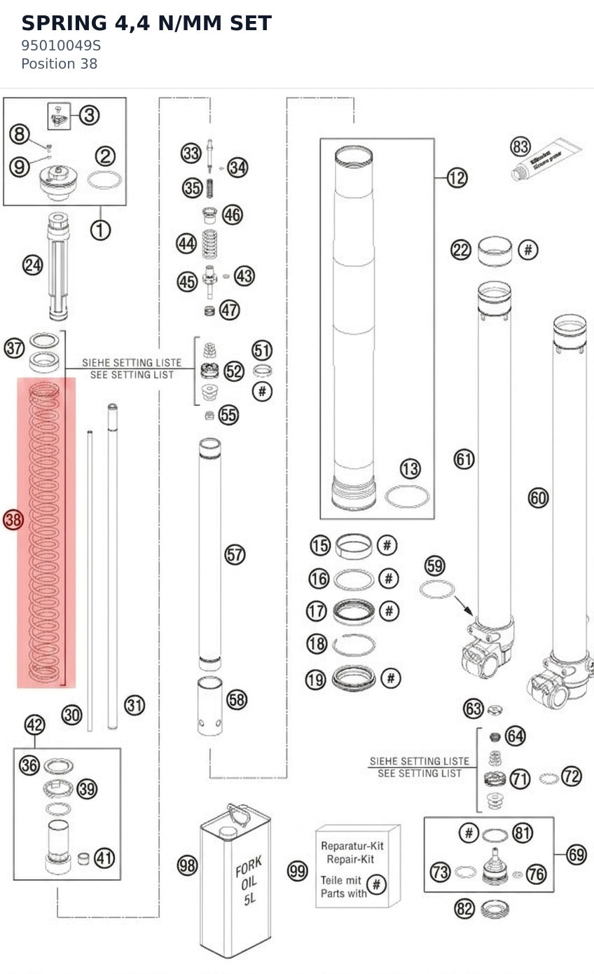 Diagram preview: SPRING 4,4 N/MM SET (95010049S)