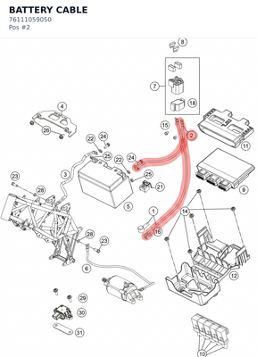 Diagram preview: BATTERY CABLE (76111059050)