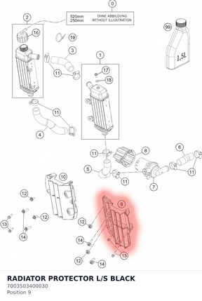 Diagram preview: RADIATOR PROTECTOR L/S BLACK (7003503400030)