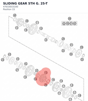 Diagram preview: SLIDING GEAR 5TH G. 25-T (47033015100)