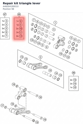 Diagram preview: Repair kit triangle lever (A46004180010)