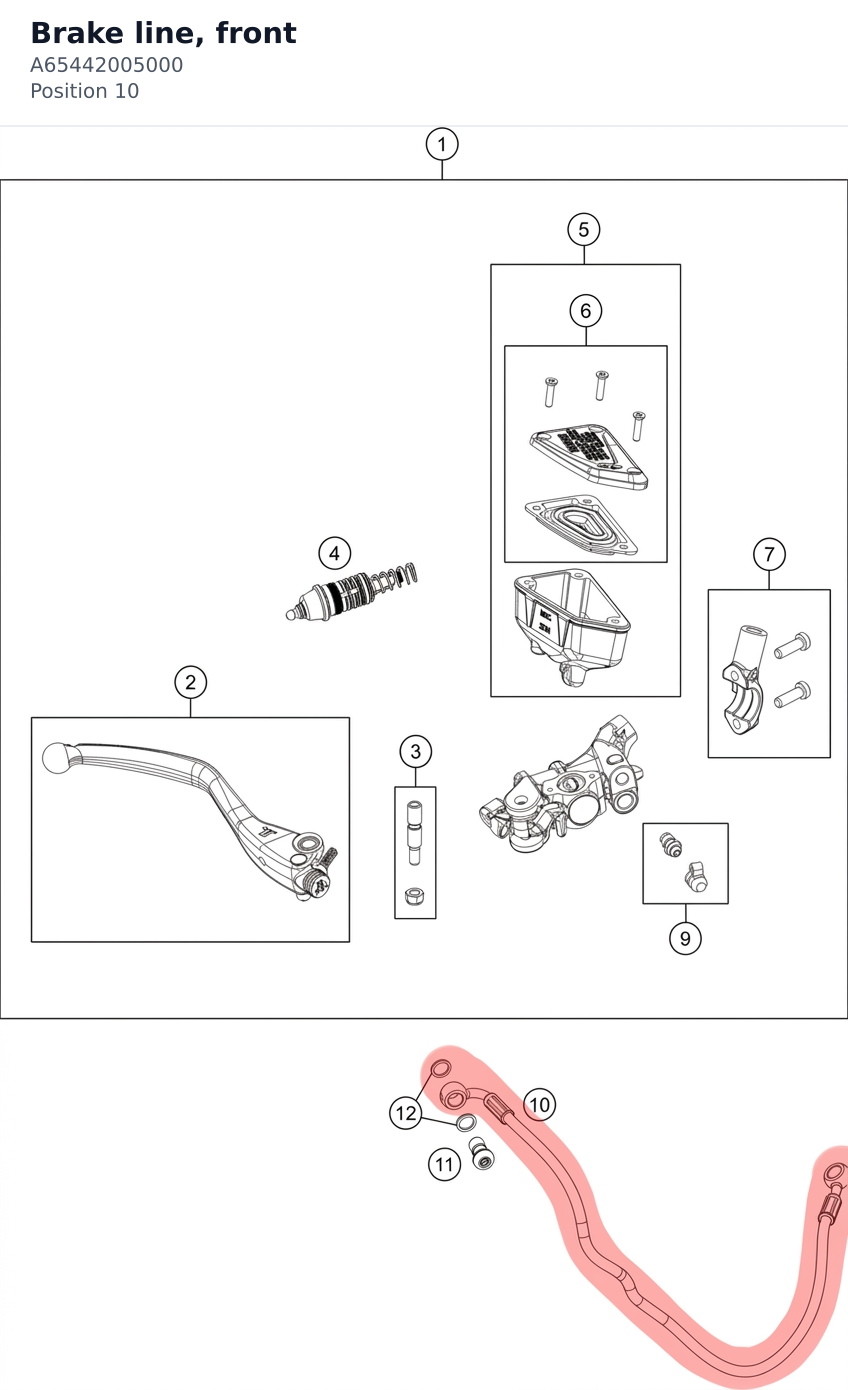 Diagram preview: Brake line, front (A65442005000)