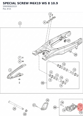 Diagram preview: SPECIAL SCREW M6X19 WS 8  10.9 (59009062019)