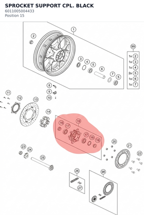 Diagram preview: SPROCKET SUPPORT CPL. BLACK (6011005004433)