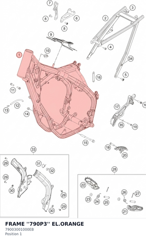 Diagram preview: FRAME ''790P3'' EL.ORANGE (79003001000EB)