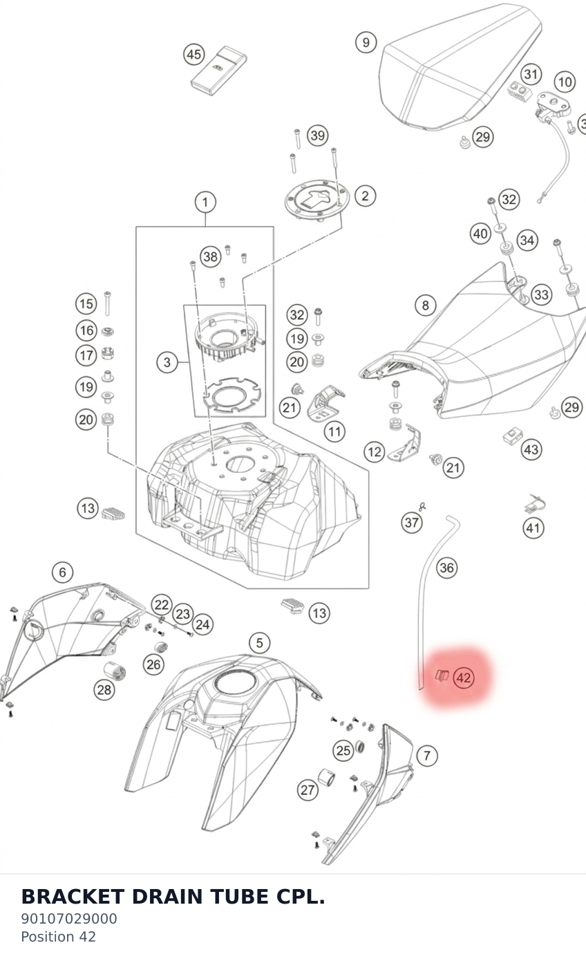 Diagram preview: BRACKET DRAIN TUBE CPL. (90107029000)
