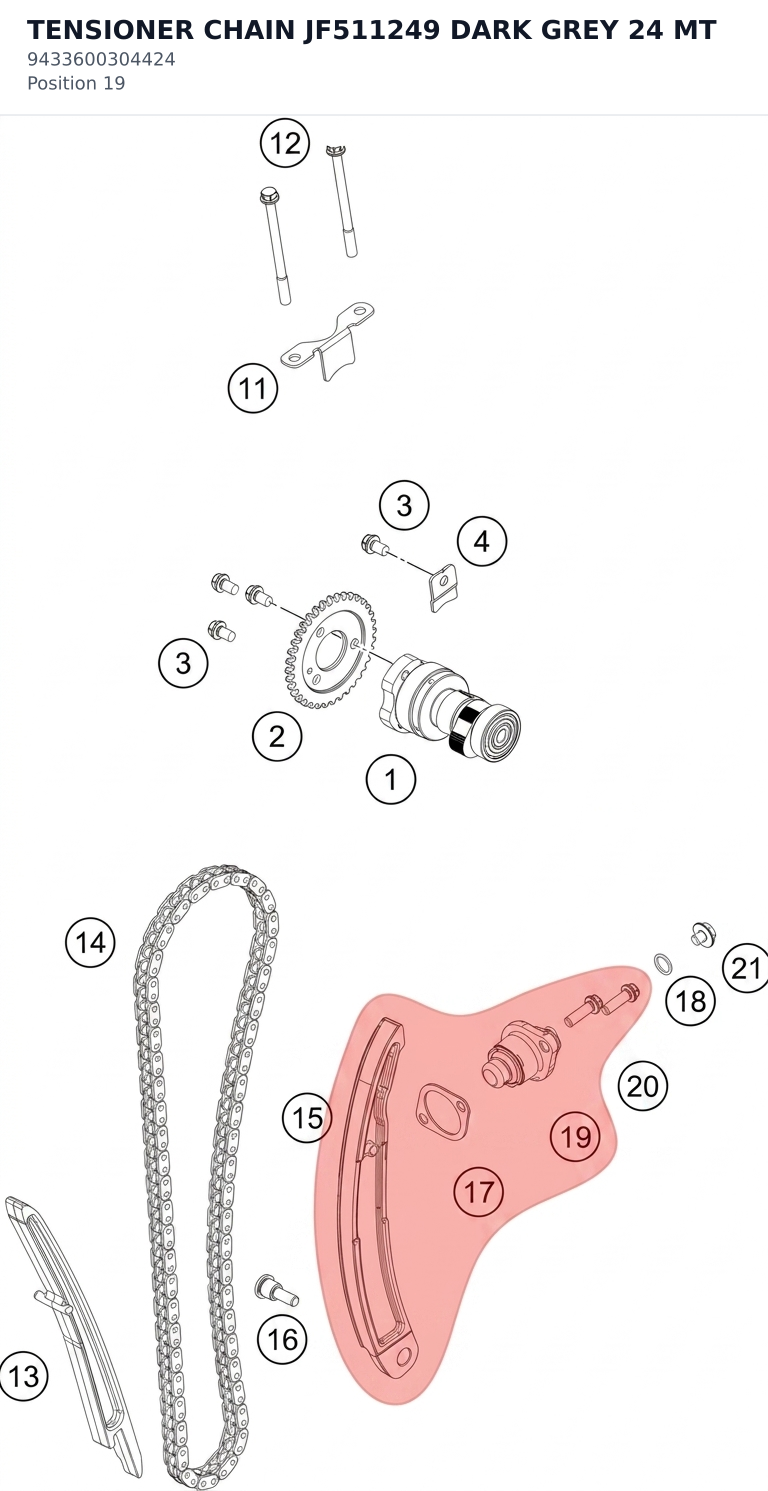 Diagram preview: TENSIONER CHAIN JF511249 DARK GREY 24 MT (9433600304424)