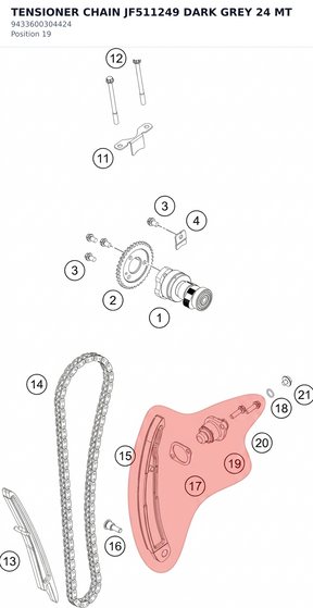 Diagram preview: TENSIONER CHAIN JF511249 DARK GREY 24 MT (9433600304424)