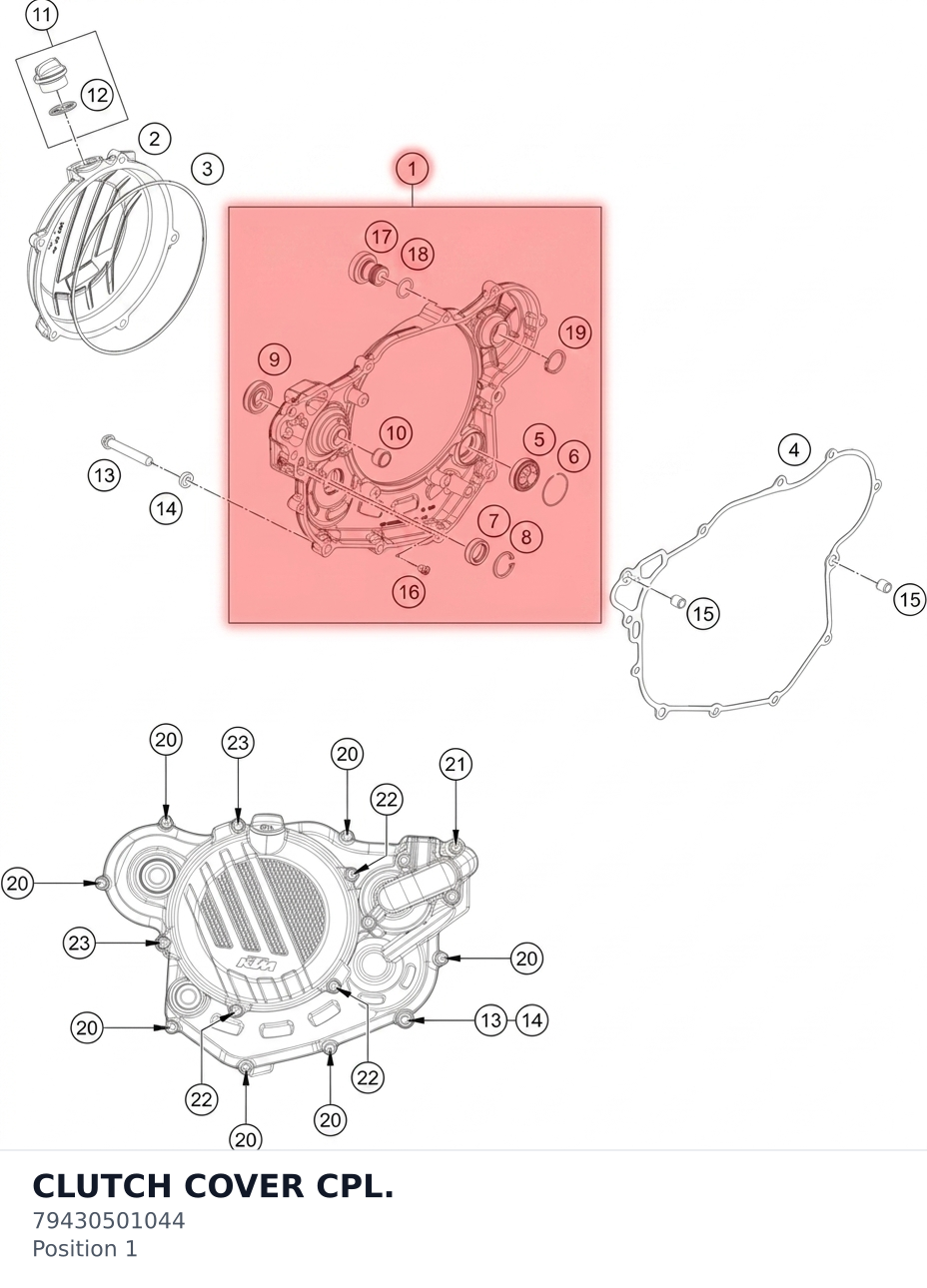 Diagram preview: CLUTCH COVER CPL. (79430501044)
