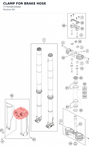 Diagram preview: CLAMP FOR BRAKE HOSE (77701085100AB)