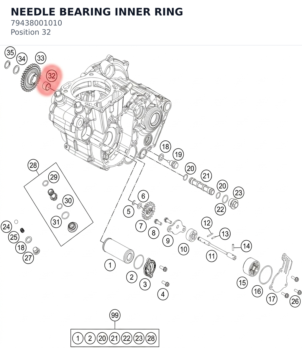 Diagram preview: NEEDLE BEARING INNER RING (79438001010)