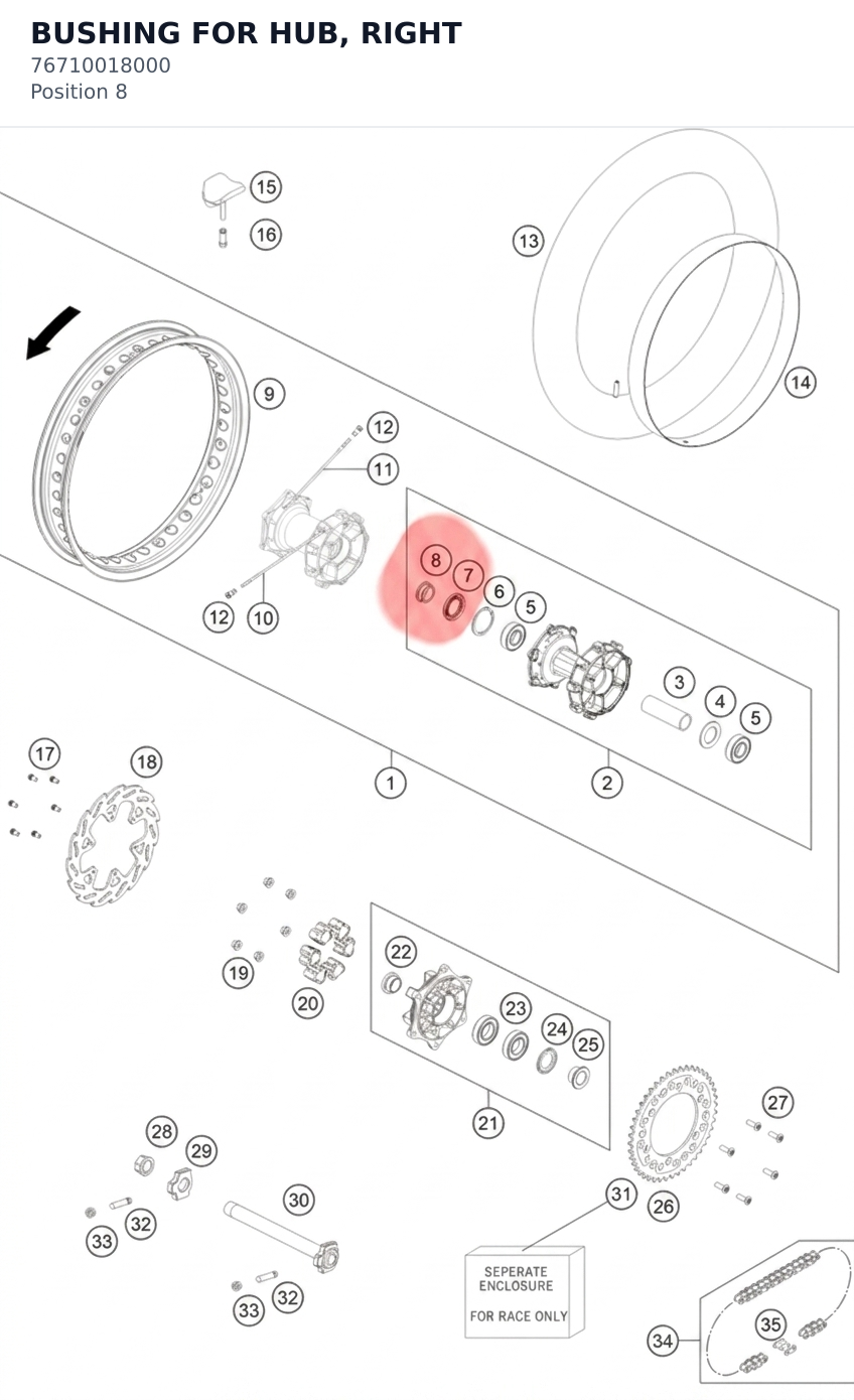 Diagram preview: BUSHING FOR HUB, RIGHT (76710018000)