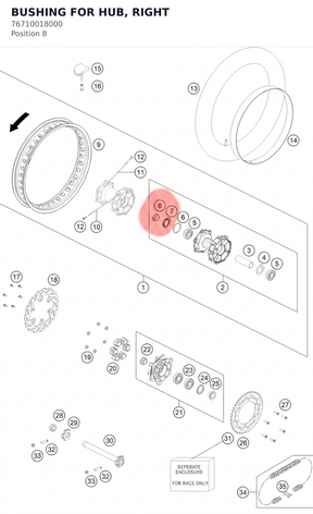 Diagram preview: BUSHING FOR HUB, RIGHT (76710018000)