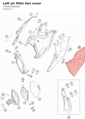 Diagram preview: Left air filter box cover (7900600300028I)