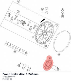 Diagram preview: Front brake disc D 240mm (47209160000)