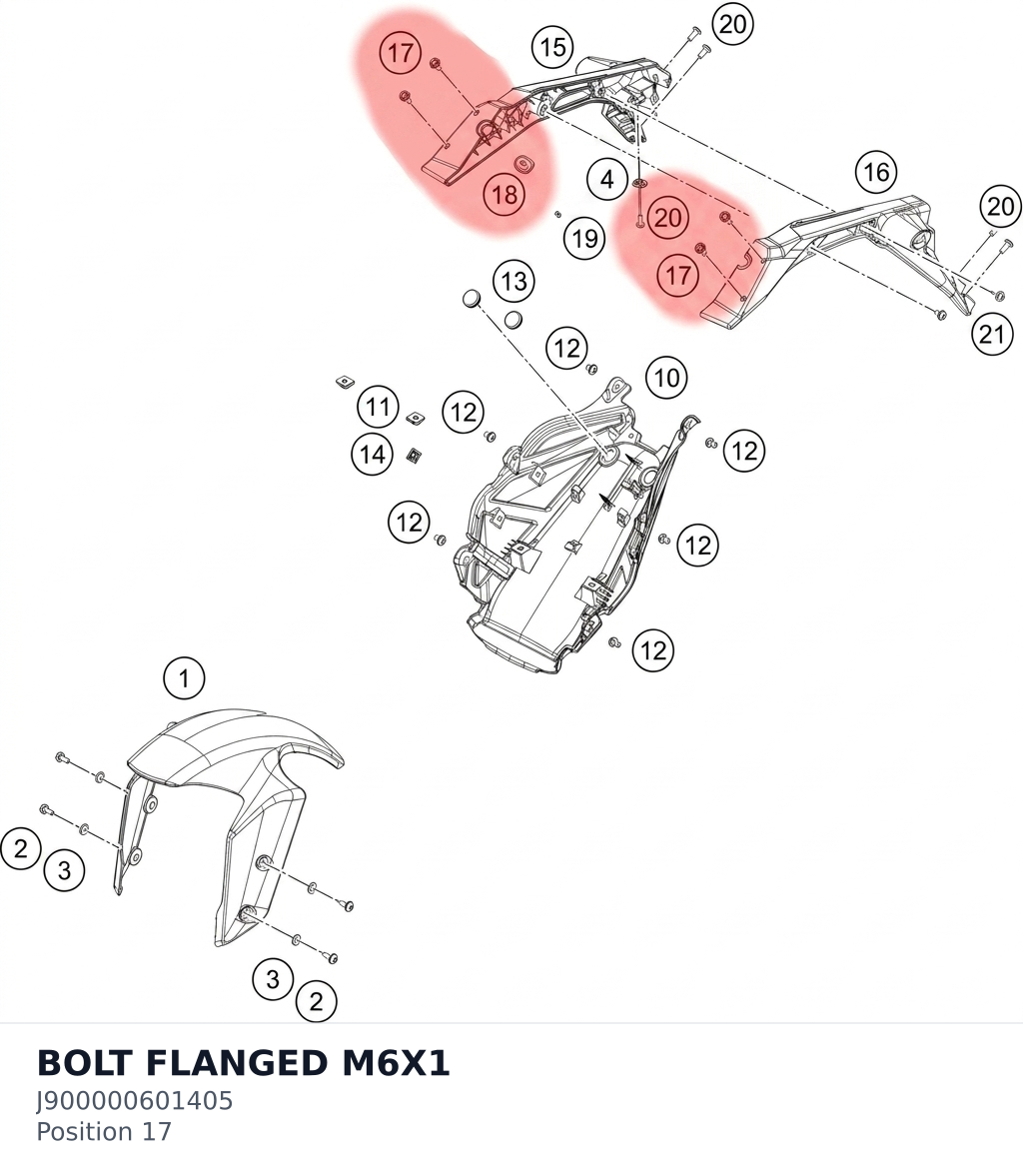 Diagram preview: BOLT FLANGED M6X1 (J900000601405)