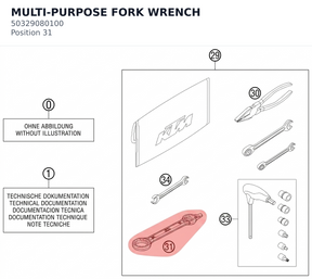 Diagram preview: MULTI-PURPOSE FORK WRENCH (50329080100)