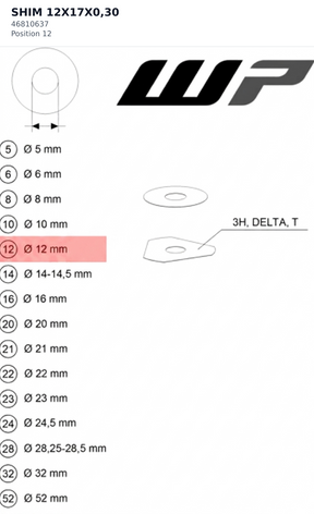 Diagram preview: SHIM 12X17X0,30 (46810637)