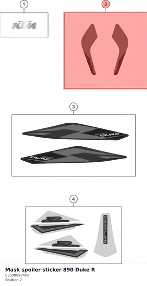 Diagram preview: Mask spoiler sticker 890 Duke R (63608097400)