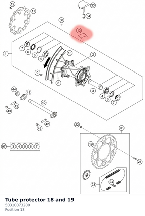 Diagram preview: Tube protector 18  and 19 (50310073200)