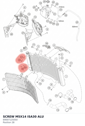 Diagram preview: SCREW M5X14 ISA30 ALU (69007125050)