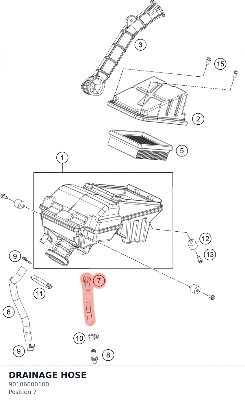 Diagram preview: DRAINAGE HOSE (90106000100)
