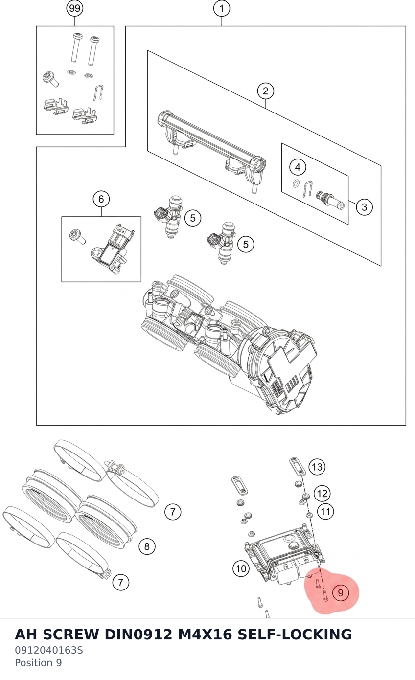 Diagram preview: AH SCREW DIN0912 M4X16 SELF-LOCKING (0912040163S)
