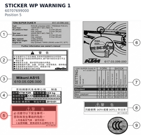 Diagram preview: STICKER WP WARNING 1 (60707699000)