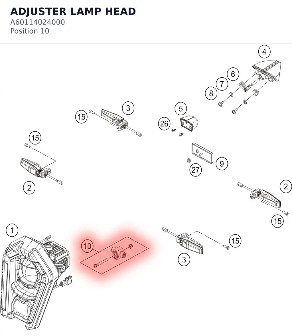 Diagram preview: ADJUSTER LAMP HEAD (A60114024000)