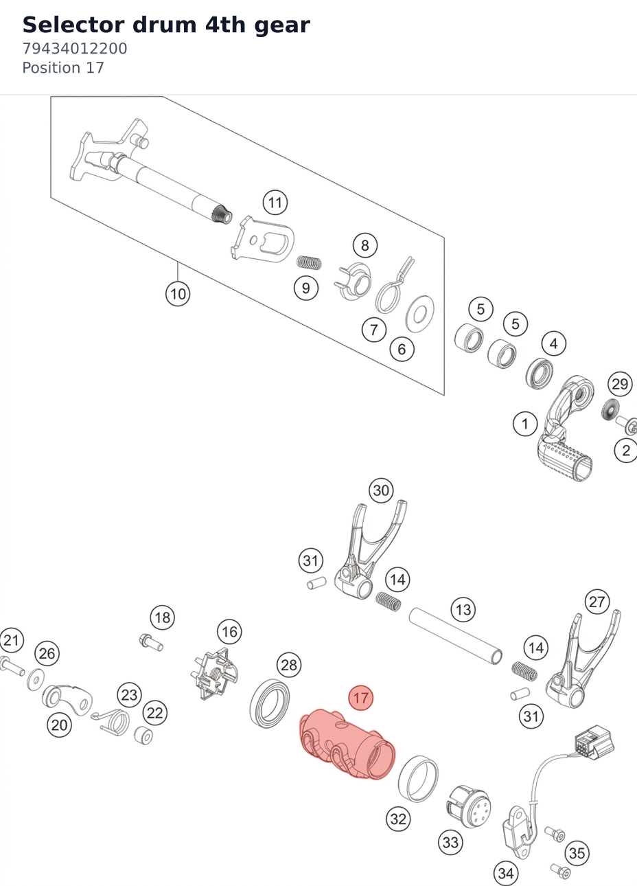 Diagram preview: Selector drum 4th gear (79434012200)