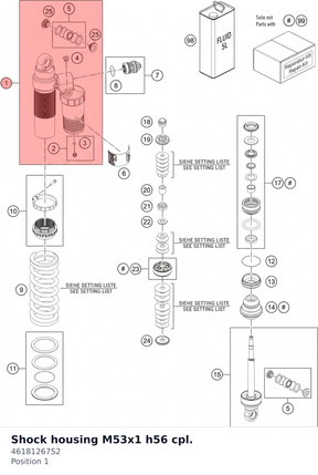 Diagram preview: Shock housing M53x1 h56 cpl. (46181267S2)