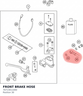 Diagram preview: FRONT BRAKE HOSE (76713011000)