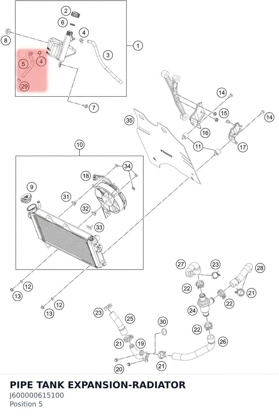Diagram preview: PIPE TANK EXPANSION-RADIATOR (J600000615100)