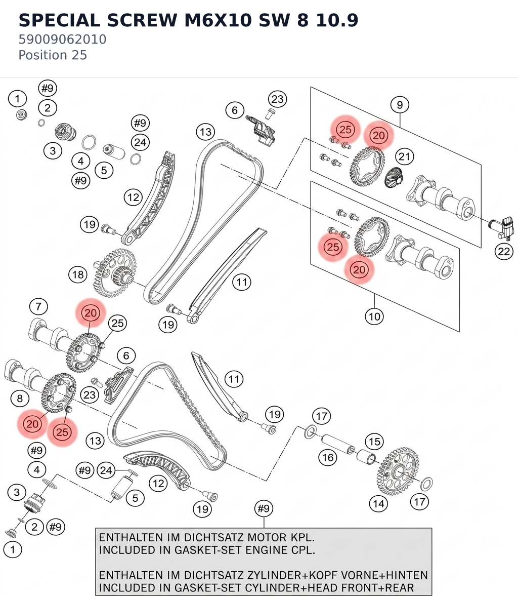 Diagram preview: SPECIAL SCREW M6X10 SW 8 10.9 (59009062010)