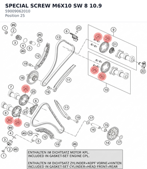 Diagram preview: SPECIAL SCREW M6X10 SW 8 10.9 (59009062010)