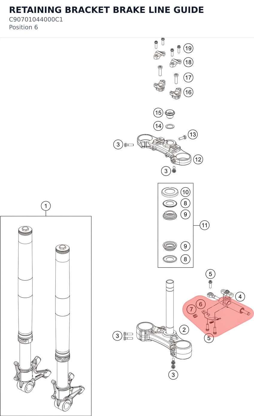 Diagram preview: RETAINING BRACKET BRAKE LINE GUIDE (C90701044000C1)