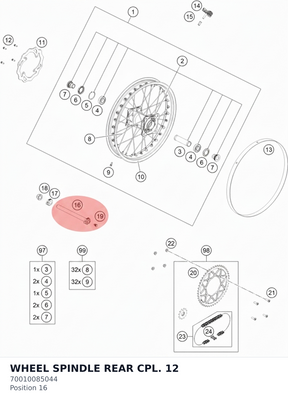 Diagram preview: WHEEL SPINDLE REAR  CPL.    12 (70010085044)