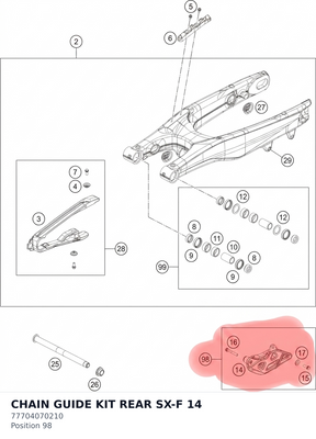 Diagram preview: CHAIN GUIDE KIT REAR SX-F   14 (77704070210)