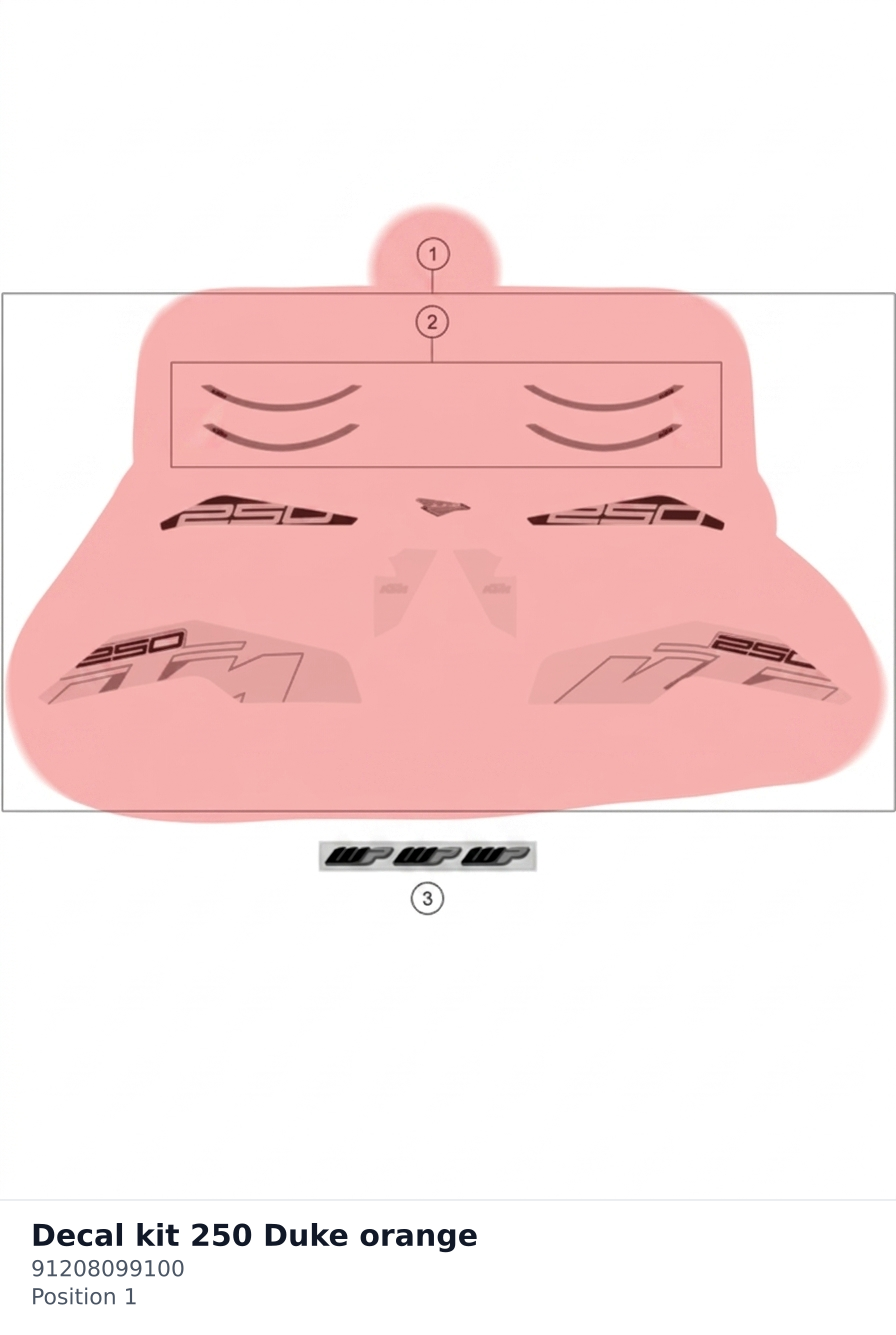 Diagram preview: Decal kit 250 Duke orange (91208099100)