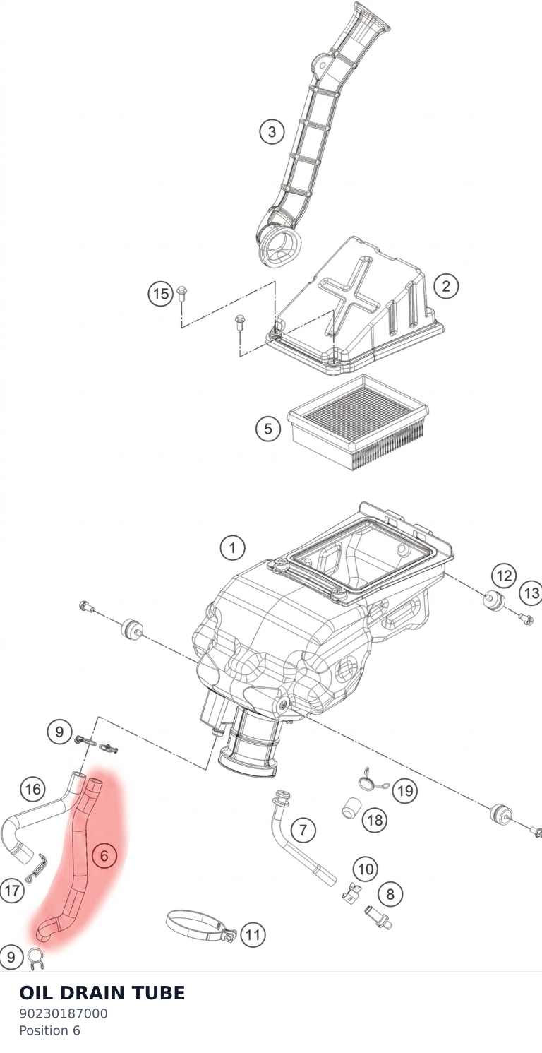 Diagram preview: OIL DRAIN TUBE (90230187000)