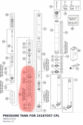 Diagram preview: PRESSURE TANK FOR 24187O57 CPL (48601315S3)