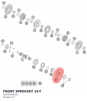 Diagram preview: FRONT SPROCKET 15-T (50033029015)