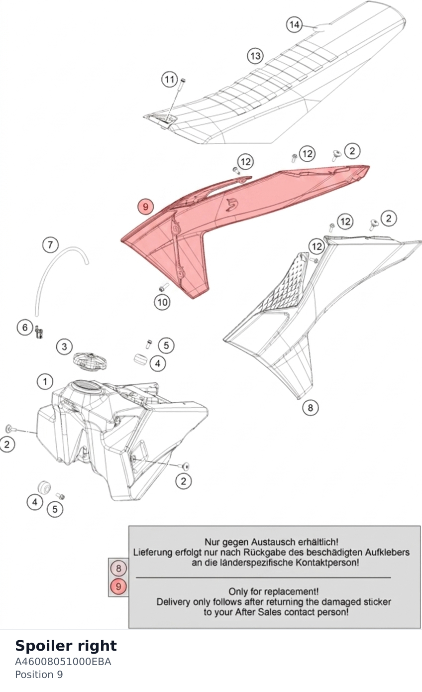Diagram preview: Spoiler right (A46008051000EBA)