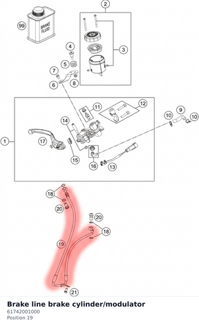 Diagram preview: Brake line brake cylinder/modulator (61742001000)