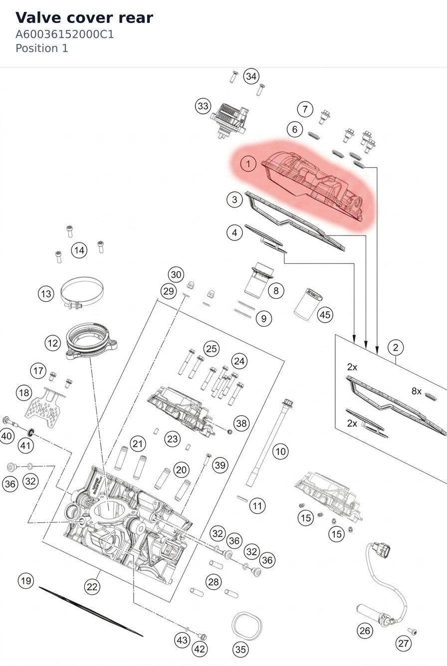 Diagram preview: Valve cover rear (A60036152000C1)