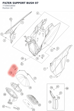 Diagram preview: FILTER SUPPORT BUSH         07 (77306018000)