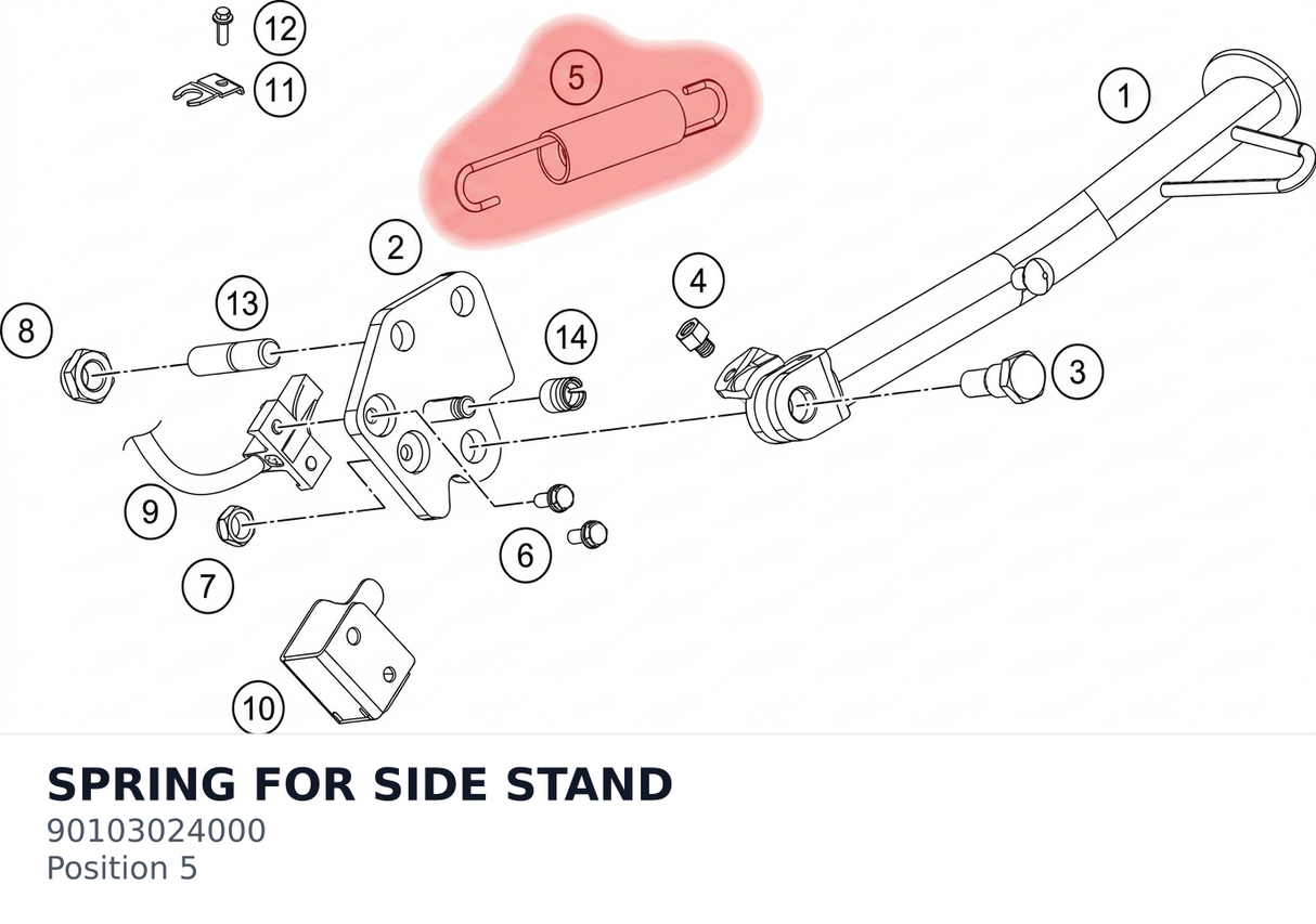 Diagram preview: SPRING FOR SIDE STAND (90103024000)