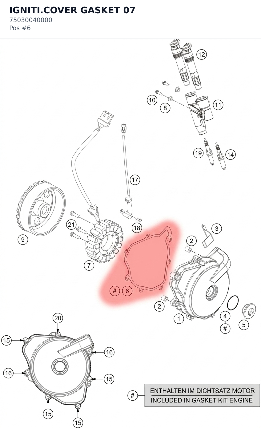 Diagram preview: IGNITI.COVER GASKET 07 (75030040000)